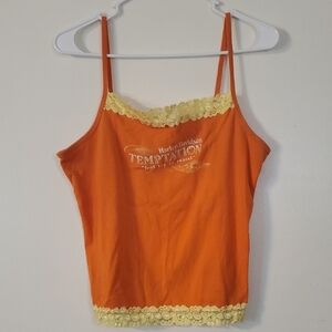Womens Harley Davidson Cropped Dainty Tank Top Lace Trim Size Lg Y2k Streetwear